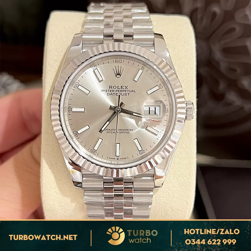 Đồng Hồ Rolex Datejust 41 126300 Mặt Số Bạc Like Auth 