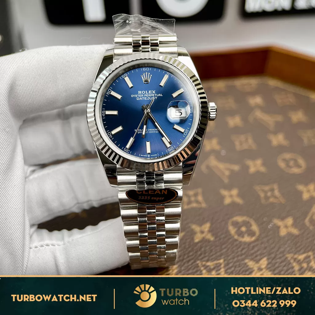 Đồng Hồ Rolex Datejust 41 126300 Mặt Số Xanh clean Factory