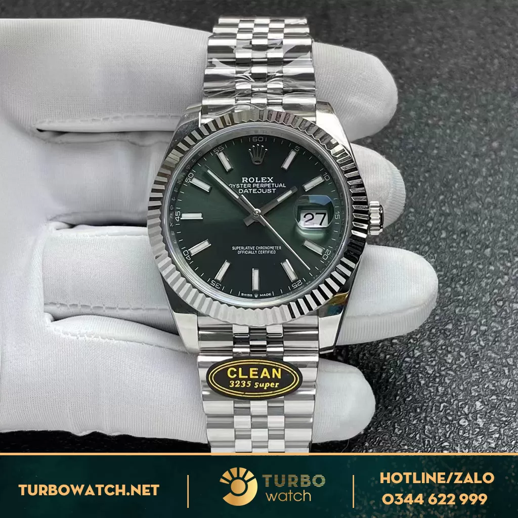 Đồng Hồ Rolex Datejust 41 126300 Mặt Số Xanh Lá Cây like Auth 
