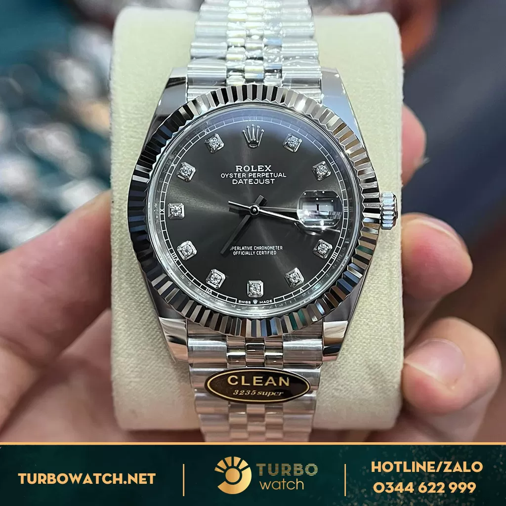 Đồng Hồ Rolex Datejust 41 126334 Mặt Số Xám Clean Factory 