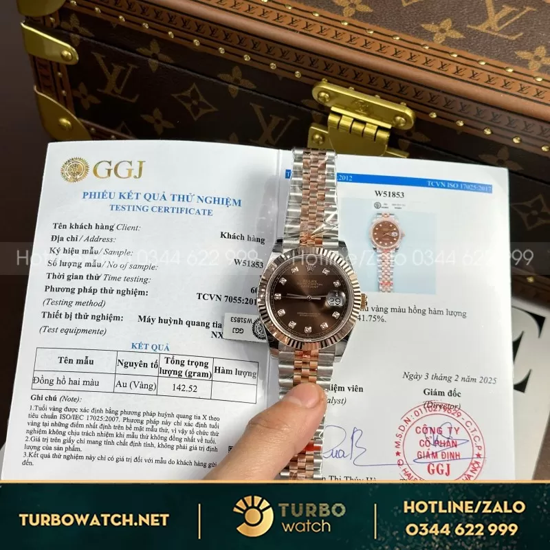 Đồng hồ Rolex DateJust Bọc vàng nam mặt Chocolate Replica 11 GM Factory 41mm