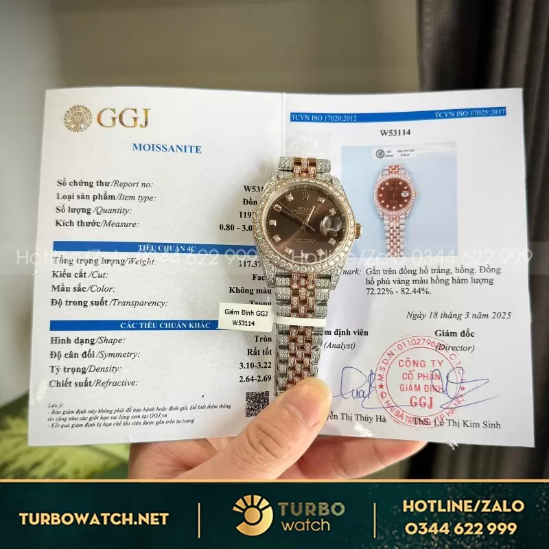 Đồng Hồ Rolex DateJust Chế Tác Bọc Vàng Thật Độ Moissanite Nhà Máy GM 41mm