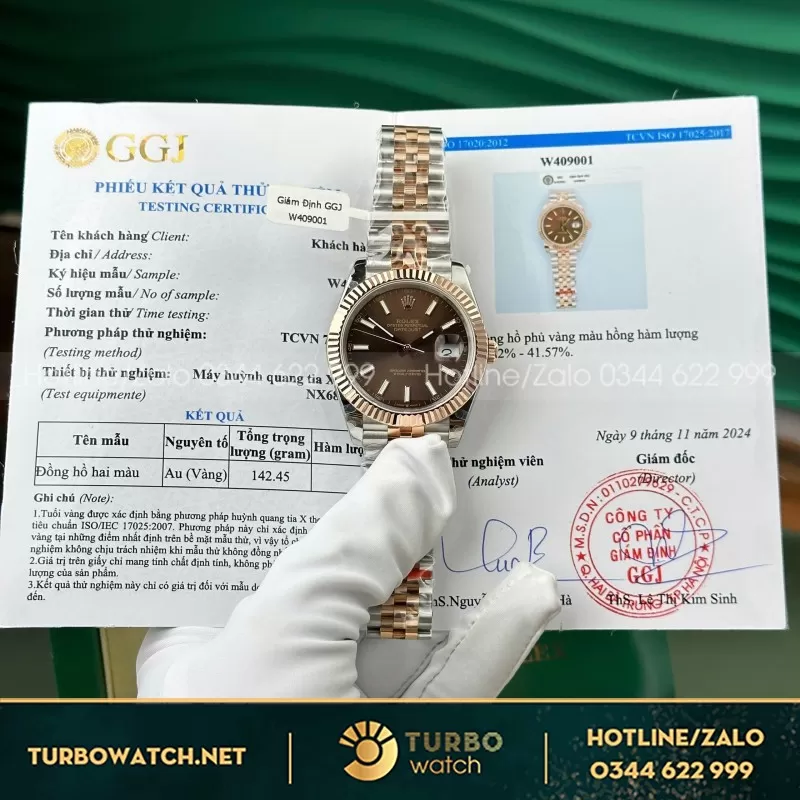 Đồng hồ rolex datejust chocolate 41mm bọc vàng V5 nhà máy GM