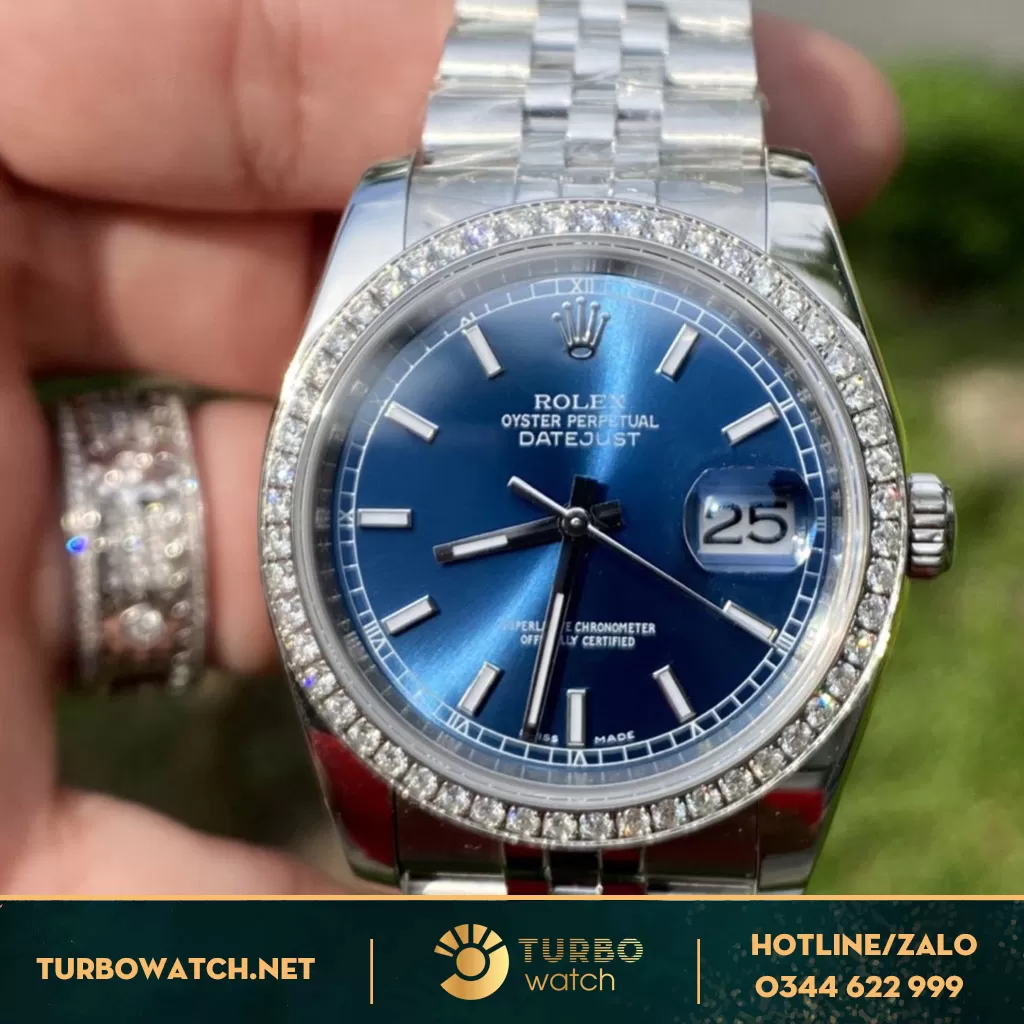 Đồng Hồ Rolex Datejust Fake 1-1 Blue Độ Kim Cương Thiên Nhiên