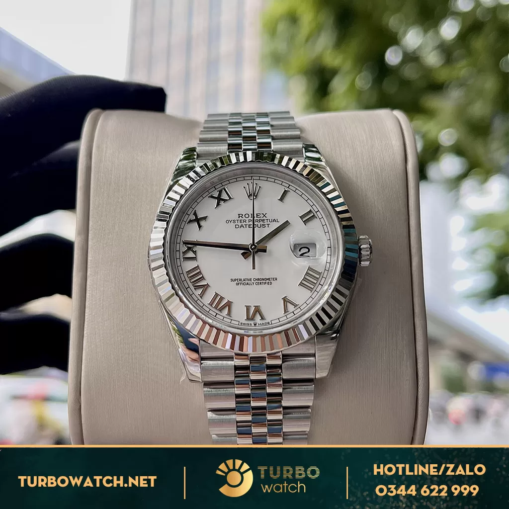 Đồng Hồ Rolex DateJust Like Auth 41 126334 Mặt Số Trắng Cọc Số La Mã 
