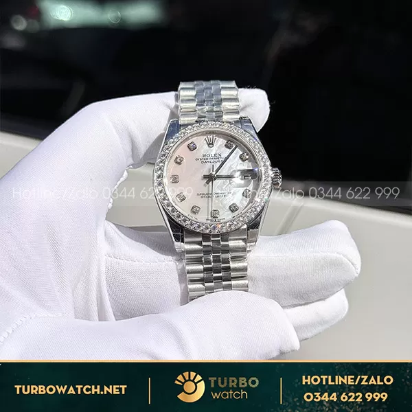 Đồng hồ rolex datejust nữ 31mm độ kim cương moissanite 