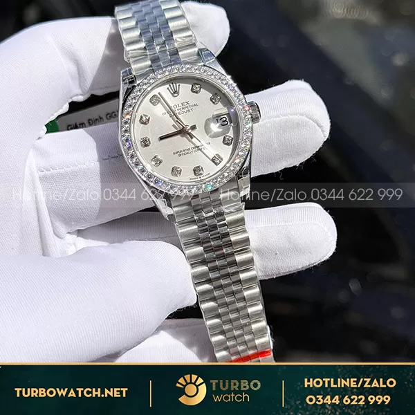 Đồng hồ rolex datejust nữ 31mm độ kim cương moissanite 