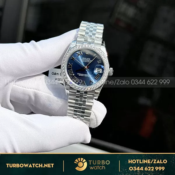 Đồng hồ rolex datejust nữ 31mm mặt xanh cọc số la mã 