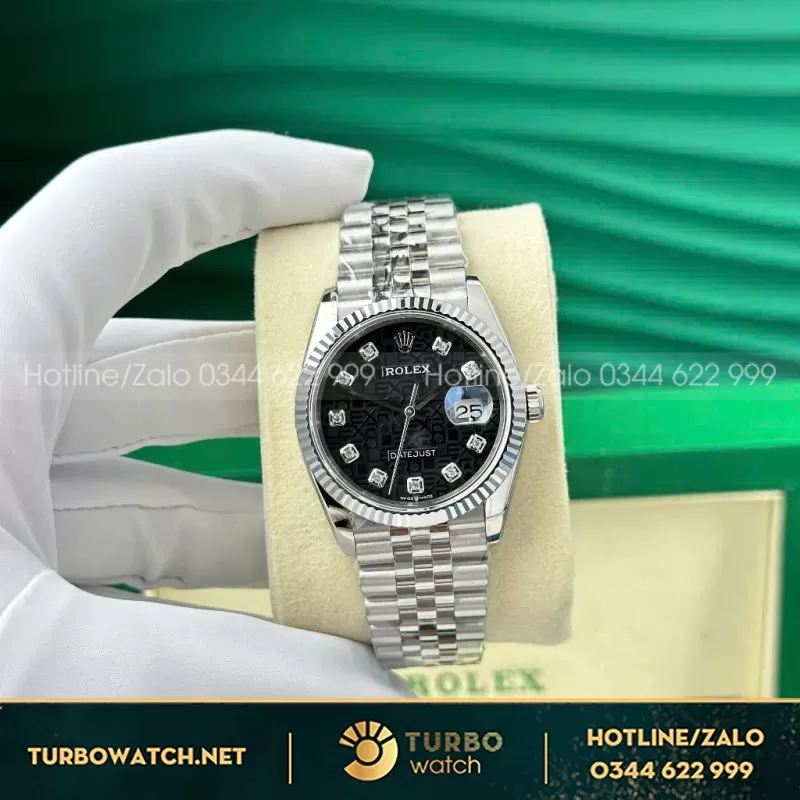 Đồng hồ Rolex Datejust phiên bản mặt số 3D Mặt Đen