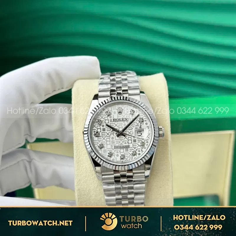 Đồng hồ Rolex Datejust phiên bản mặt số 3D Mặt Trắng