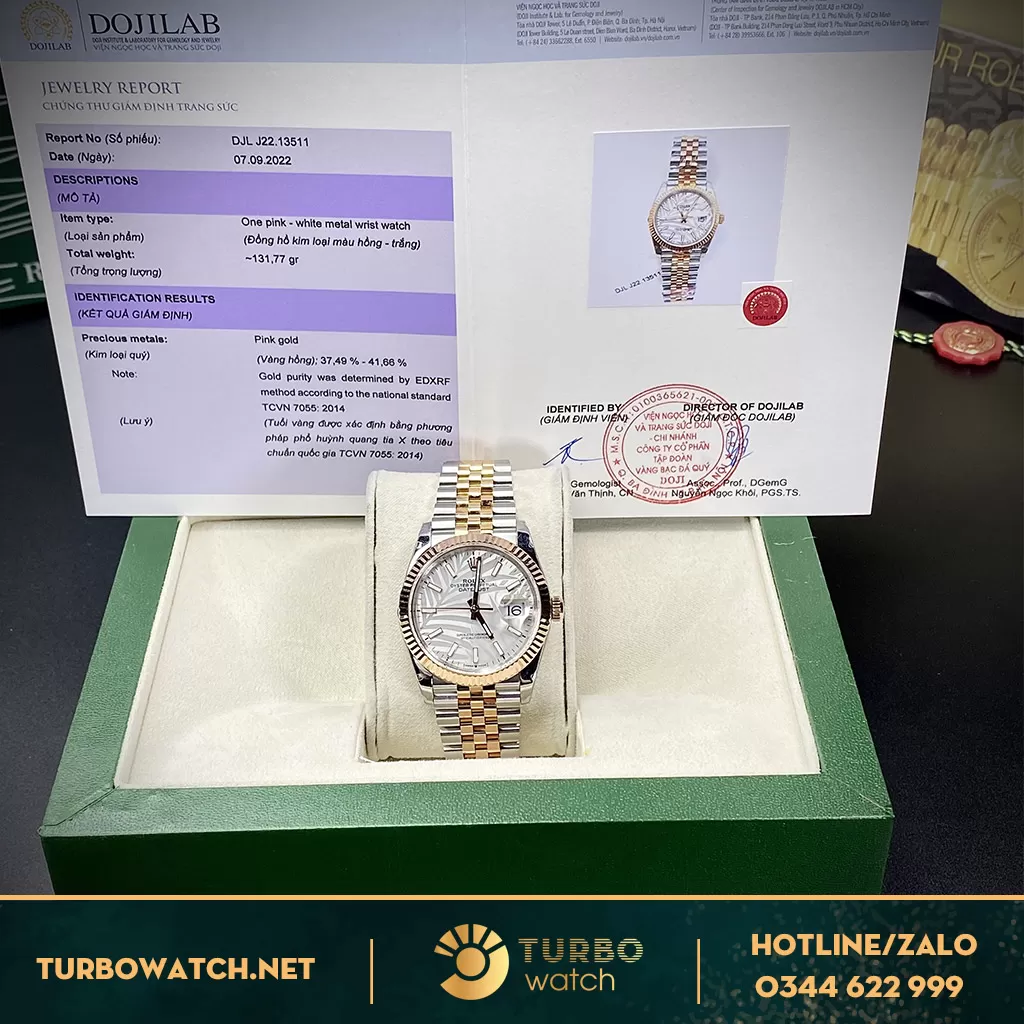 Đồng Hồ Rolex Datejust Rep 1:1 36 126231 Mặt Số Cây Lá Nhiệt Đới Bạc Cọc Số Dạ Quang Bọc Vàng 18k 