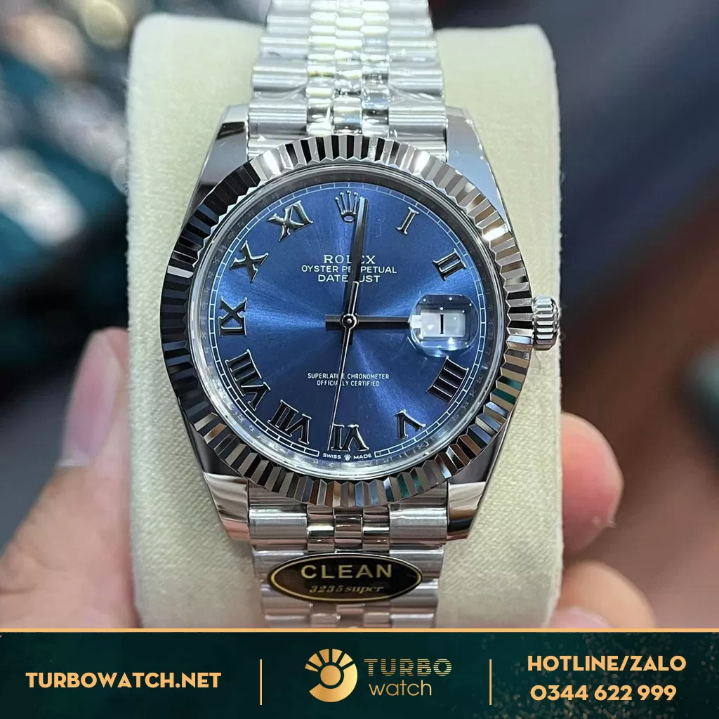 Đồng Hồ Rolex Datejust Rep 1:1 41 126300 Mặt Số Xanh Cọc Số La Mã 