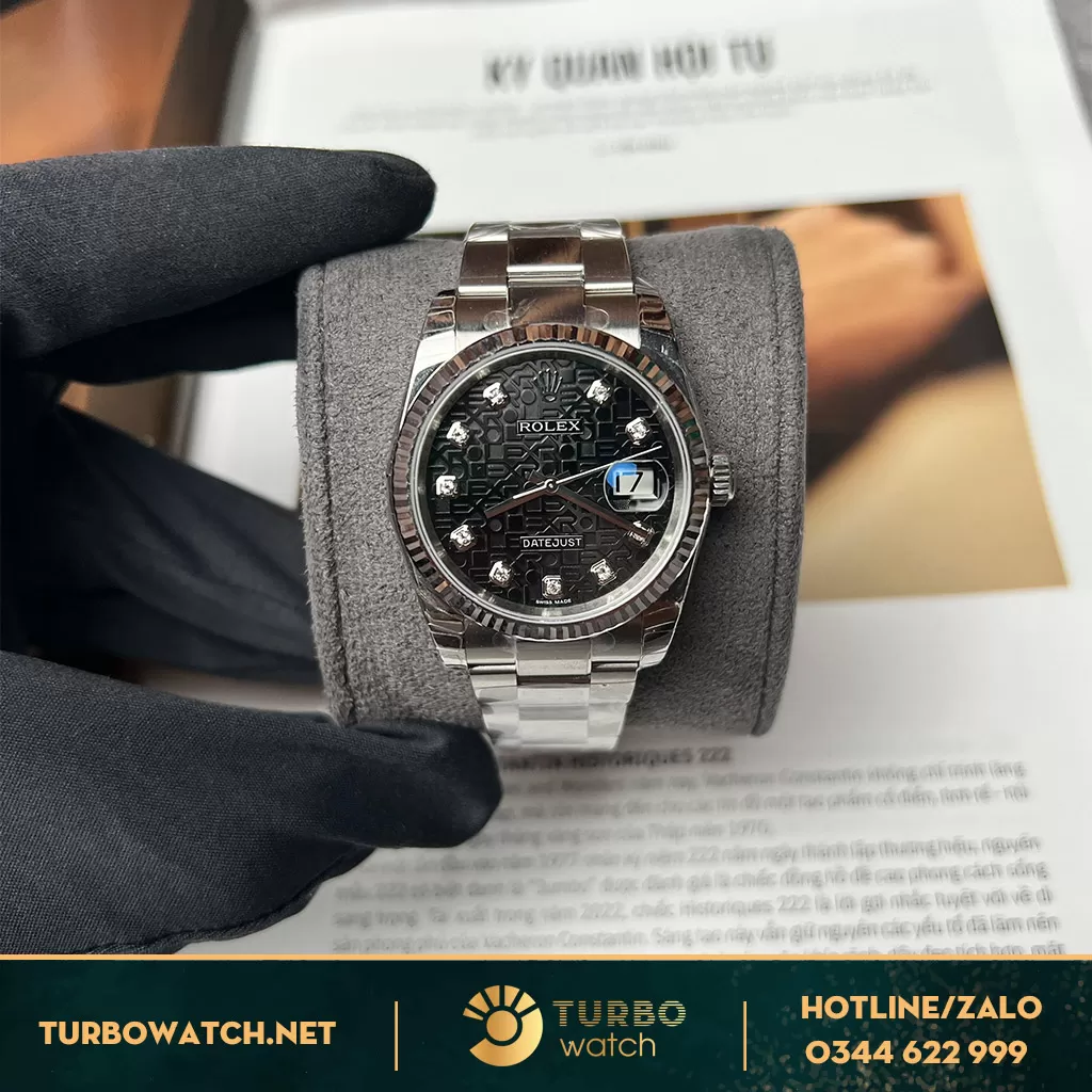 Đồng Hồ Rolex Datejust Rep 36 116234 Mặt Số Vi Tính Đen Dây Oyster