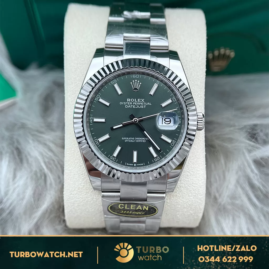 Đồng Hồ Rolex Datejust Rep 41 126334 Mặt Số Xanh Lá Cây Cọc Dạ Quang Dây Đeo Oyster