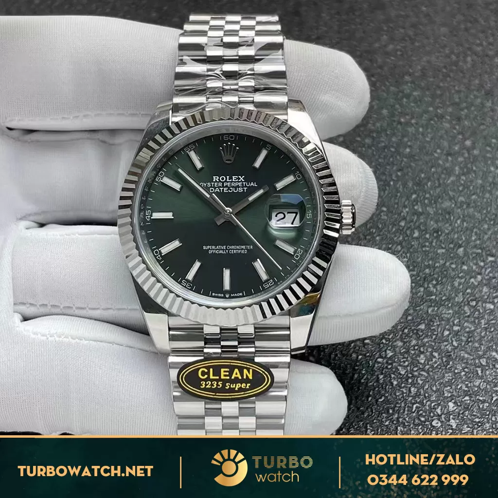 Đồng Hồ Rolex Datejust Super Fake 1:1 41 126334 Mặt Số Xanh Lá Cây Cọc Số Dạ Quang