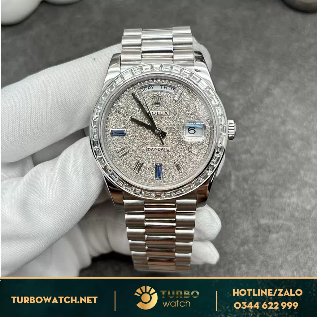 Đồng Hồ Rolex Day-Date 228396TBR Mặt Số Kim Cương 40 Platium 