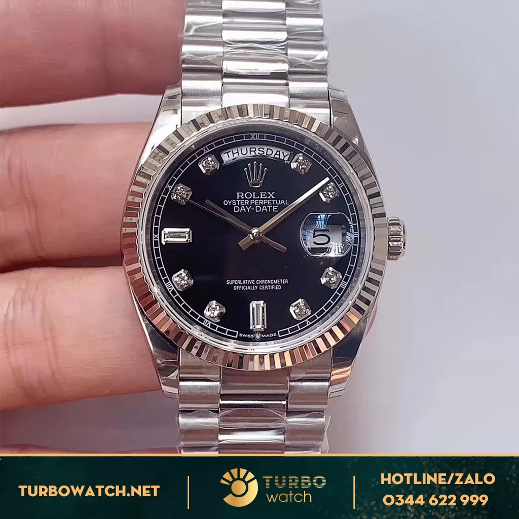 Đồng Hồ Rolex Day Date 36 118239 Mặt Số Đen Siêu Cấp