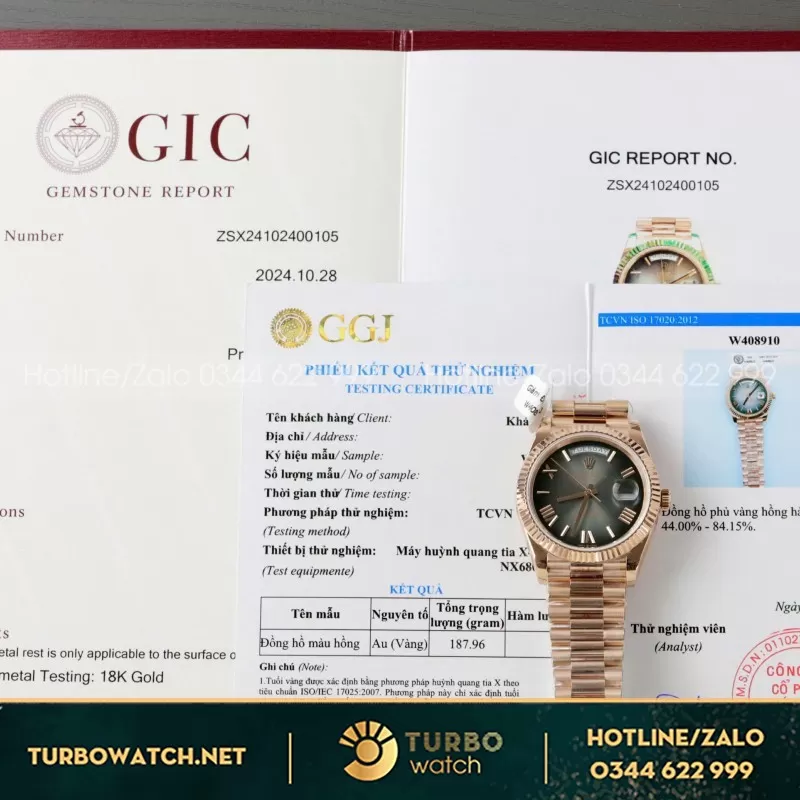 Đồng Hồ Rolex Day-Date Bọc Vàng Thật Đính Moissanite Bản Nặng 40mm
