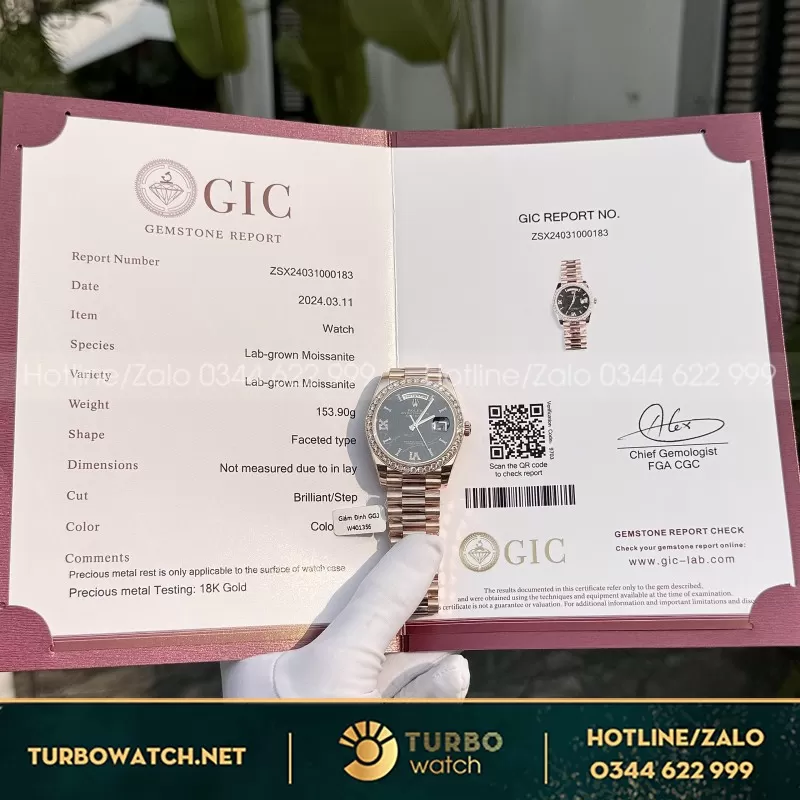 Đồng Hồ Rolex Day-Date Bọc Vàng Thật Đính Moissanite Bản Nặng 40mm