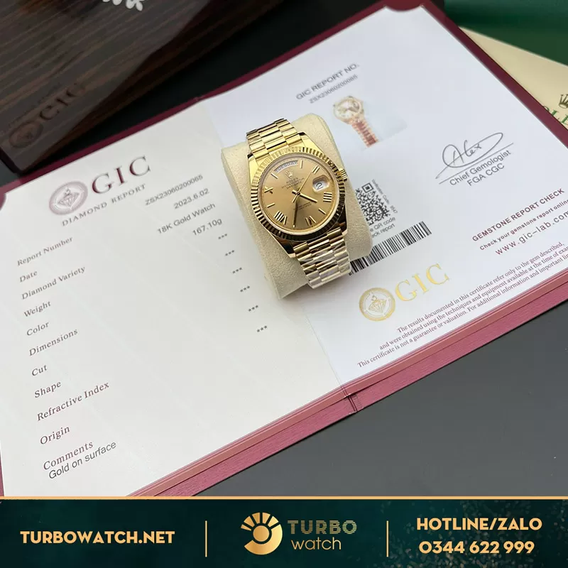 Đồng hồ rolex daydate 40mm rep 1:1 bọc vàng full kiểm định máy 3255