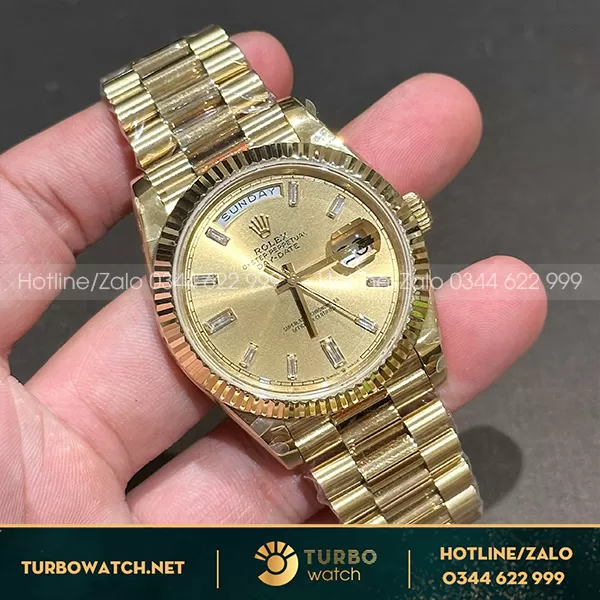 Đồng hồ rolex daydate yellow gold 166g cọc số baguette