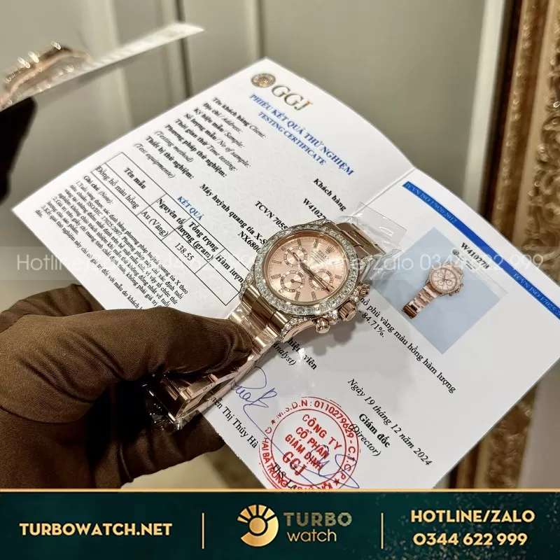 Đồng Hồ Rolex Daytona 126595TBR Chế Tác Bọc Vàng Đính Kim Cương Moissanite Baguette 40mm
