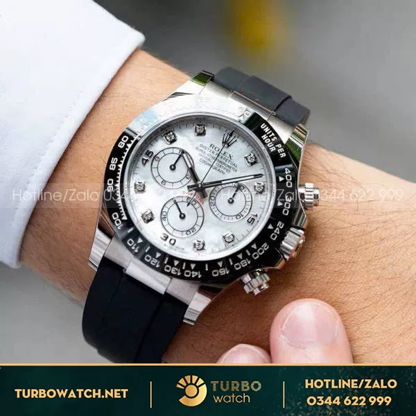 Đồng hồ rolex daytona độ mặt MOP cọc số moissanite 