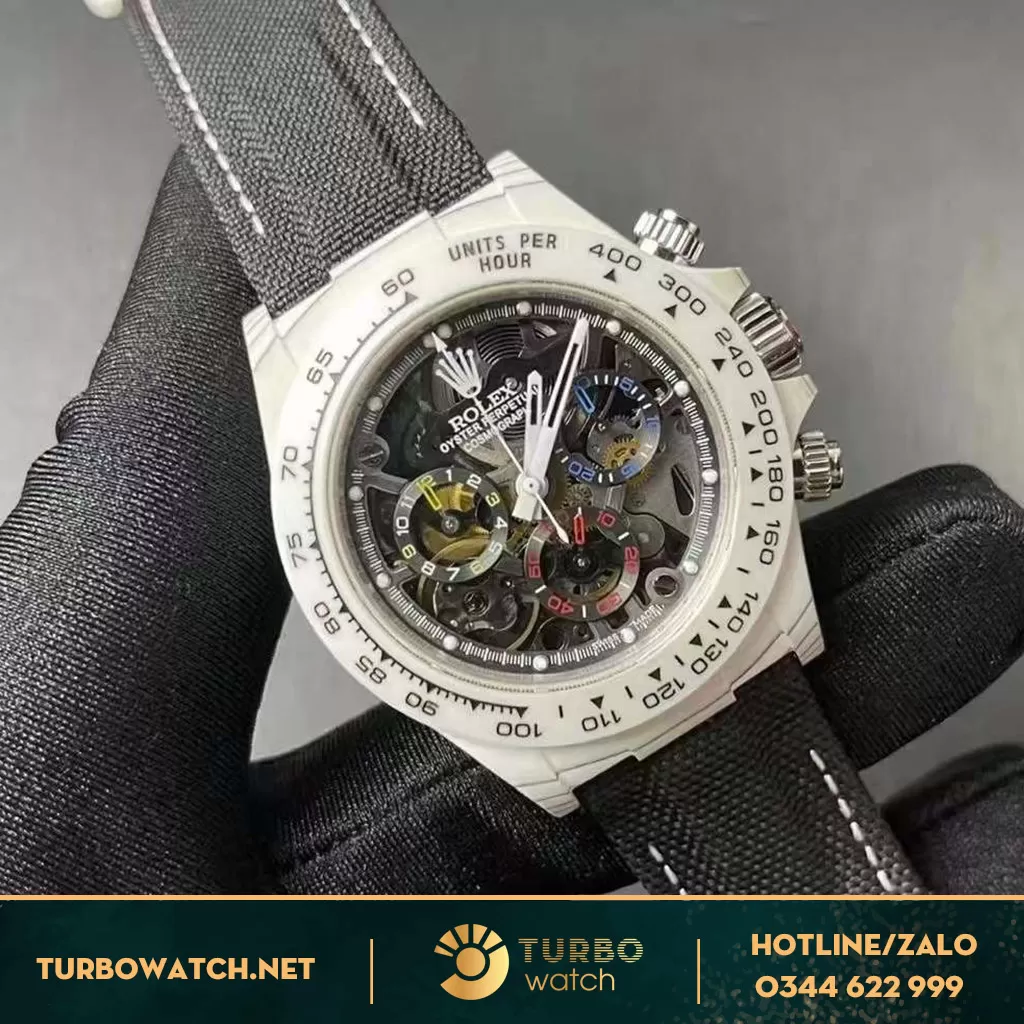 Đồng Hồ Rolex Daytona độ mặt skelaton ,vỏ carbon 