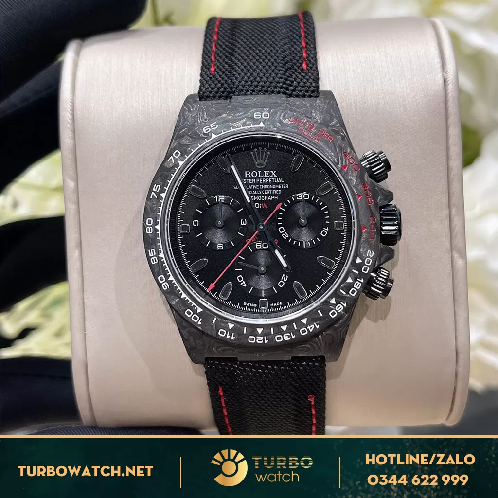 Đồng hồ rolex daytona Độ Vỏ Carbon mặt đen 