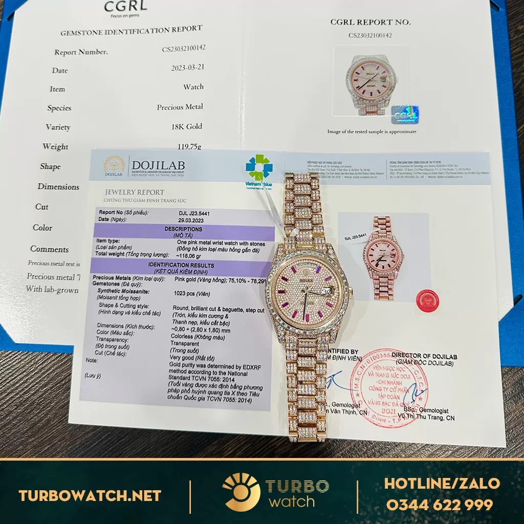 Đồng hồ rolex độ full kim cương moissanite