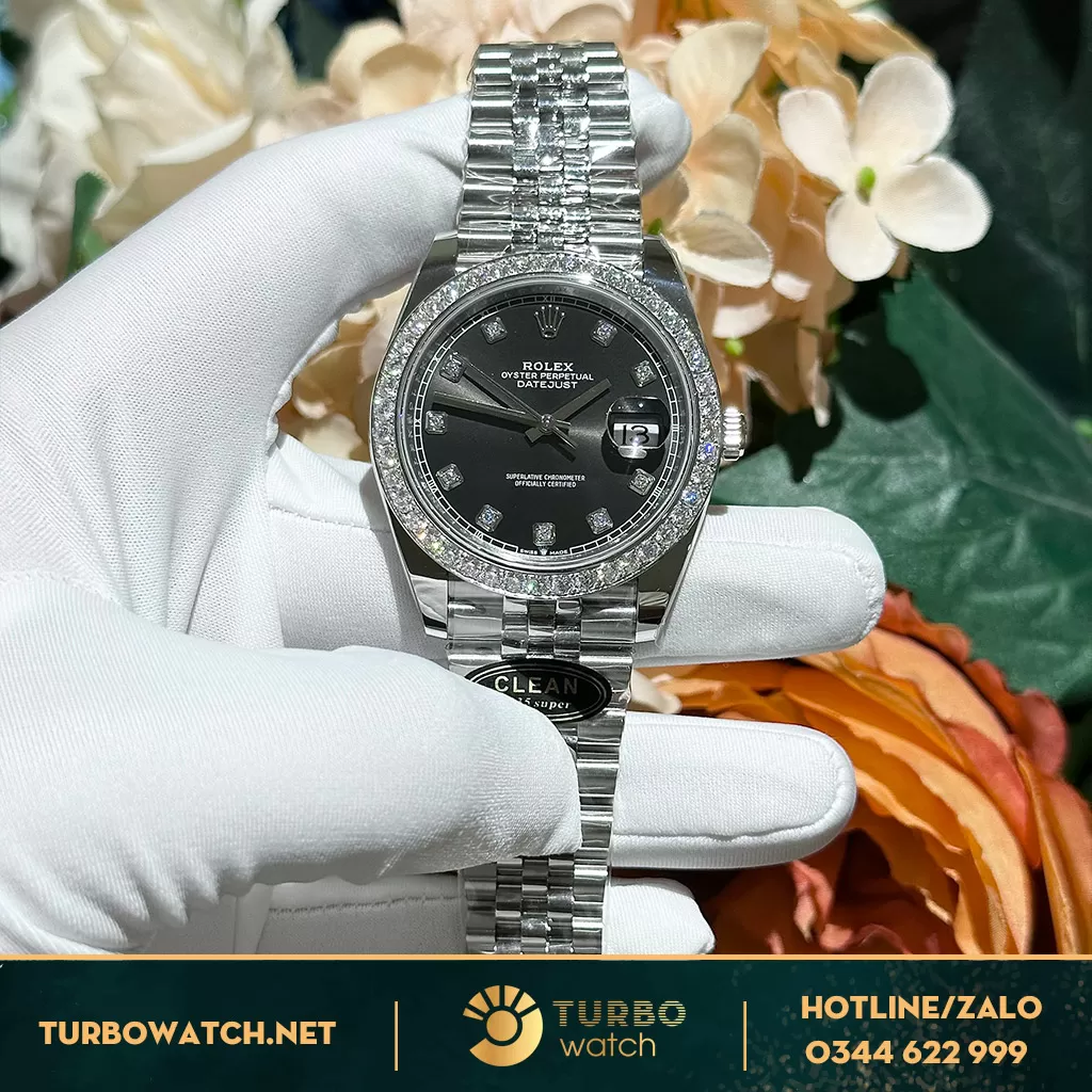 Đồng hồ rolex độ kim cương moissanite 41mm