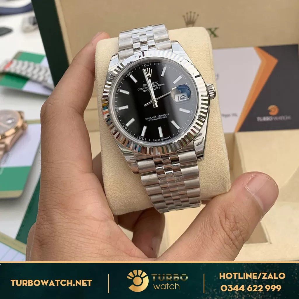 đồng hồ Rolex fake 1-1 Datejust Black Dial Jubilee