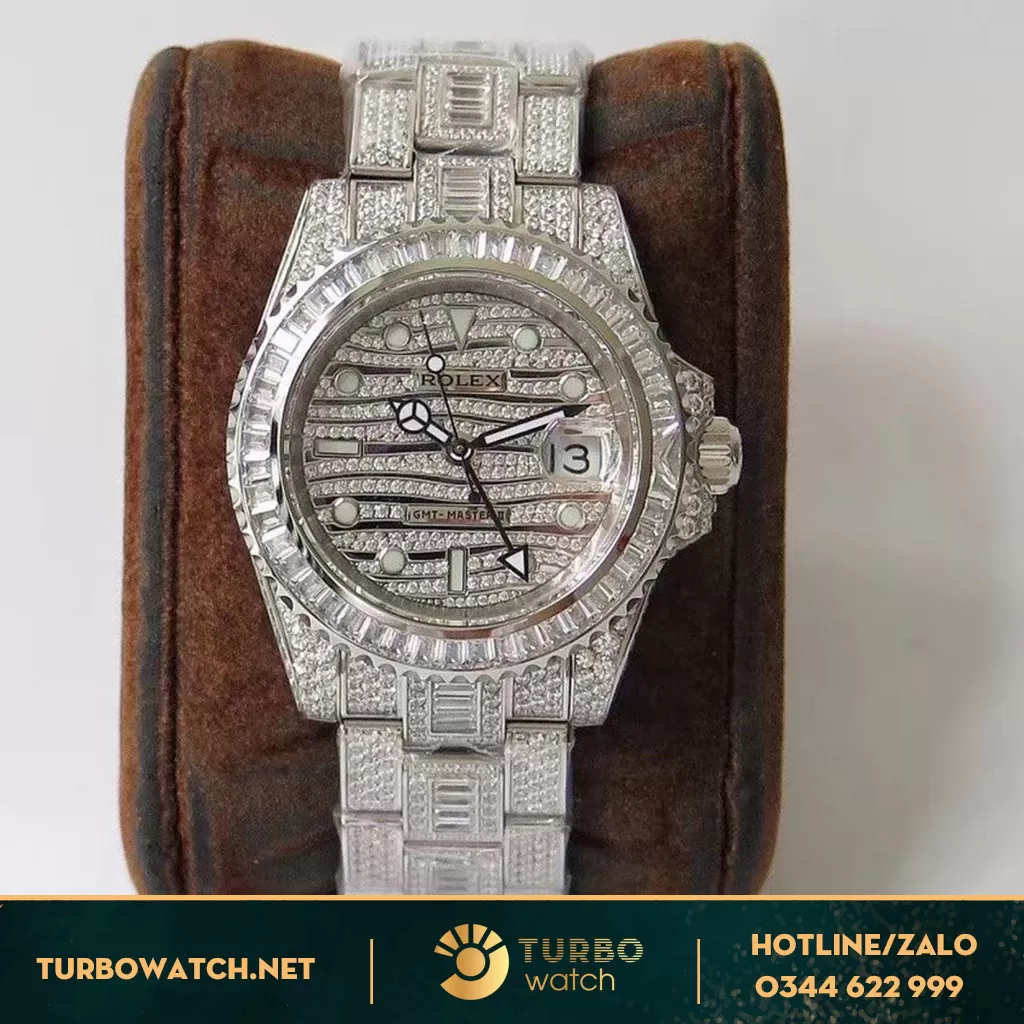 Đồng Hồ Rolex Fake 1-1 GMT - Master II Full Diamond