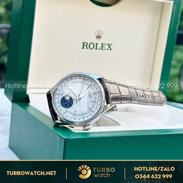 Đồng Hồ Rolex Rep 1 1 Cellini Moonphase Mặt Trắng