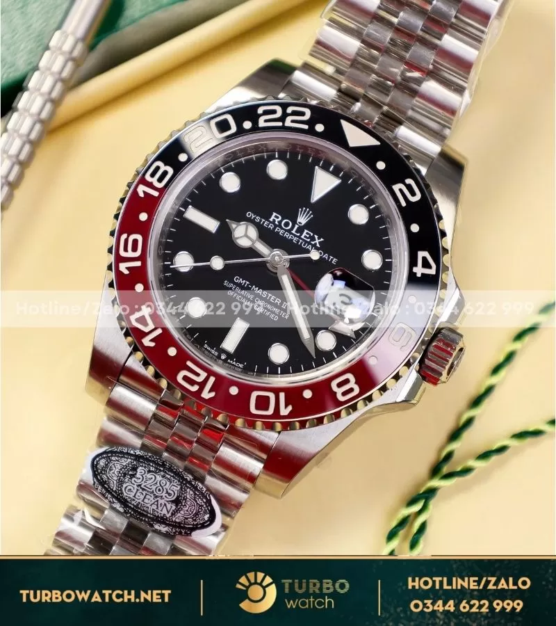 Đồng Hồ Rolex GMT-Master II Coke Custom Ceramic Black Red Bezel 116710 clean factory