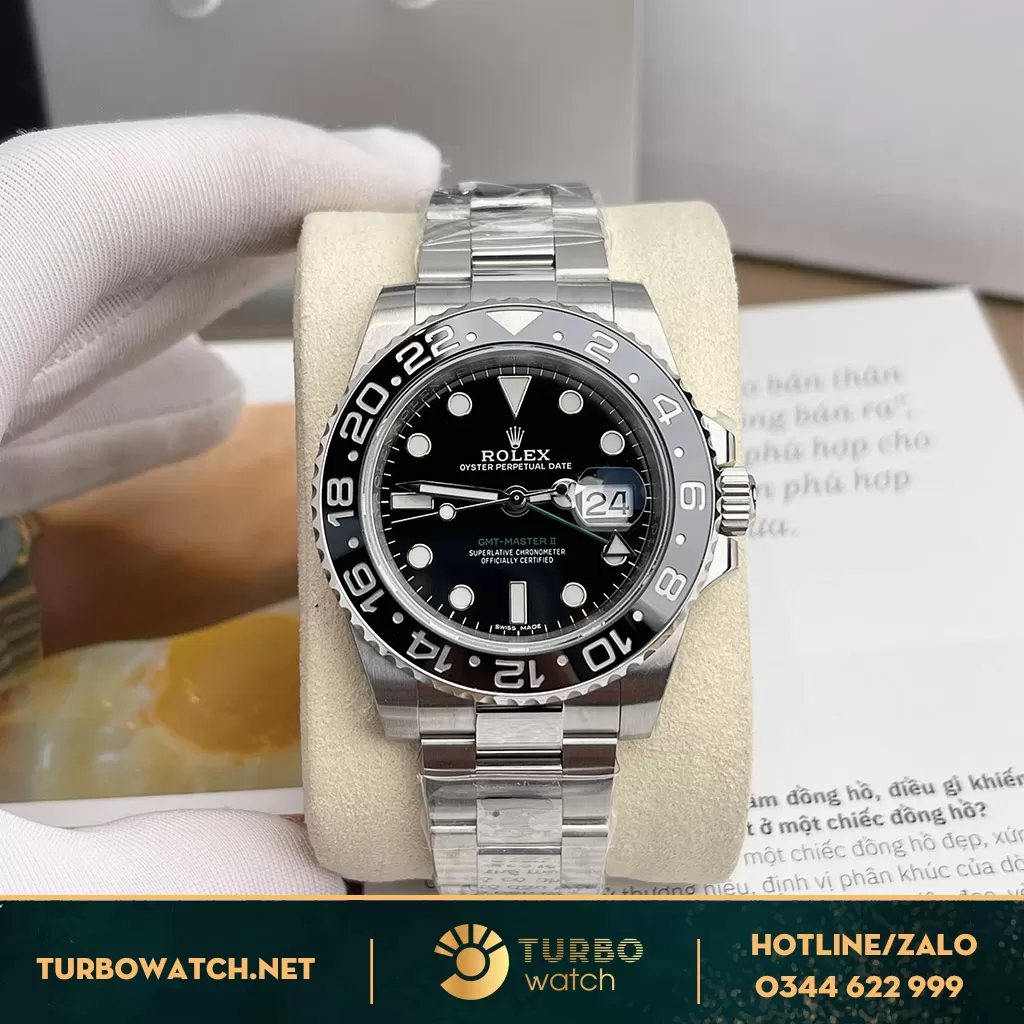 Đồng Hồ Rolex GMT-Master II Fake Cao Cấp 1:1 116710LN Mặt Đen 