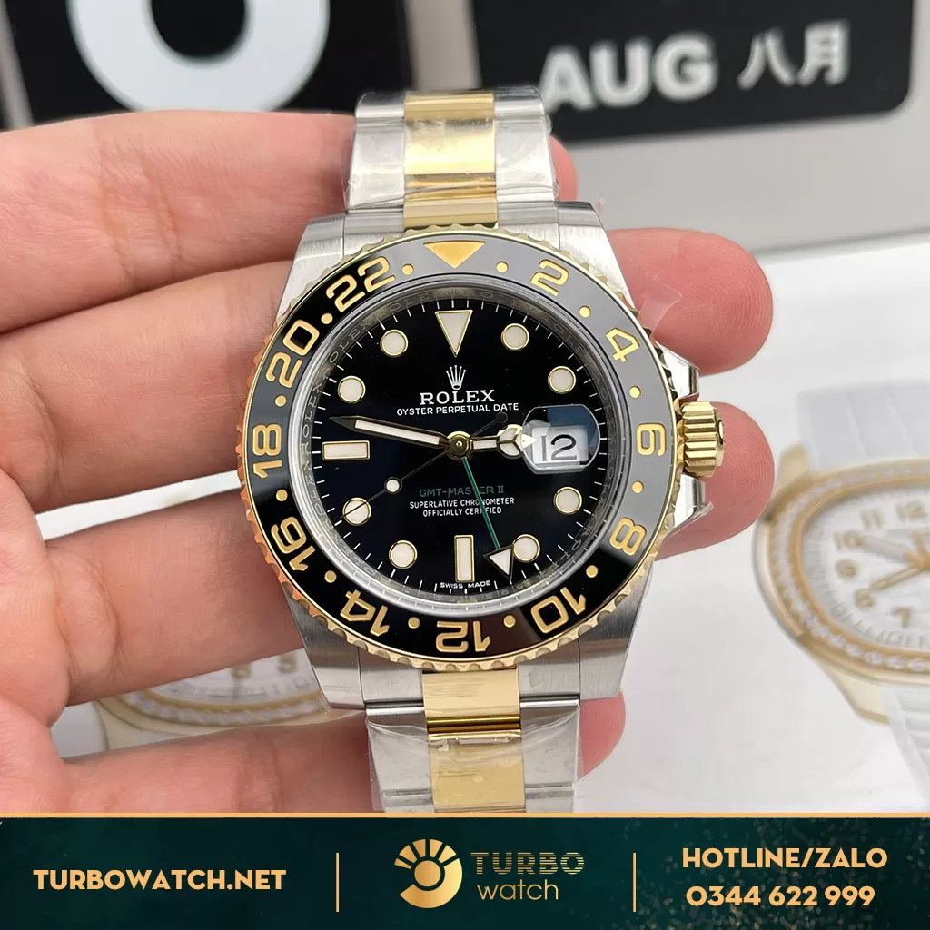 Đồng Hồ Rolex GMT-Master II Like Auth 1:1 116713LN Bọc Vàng 18k 