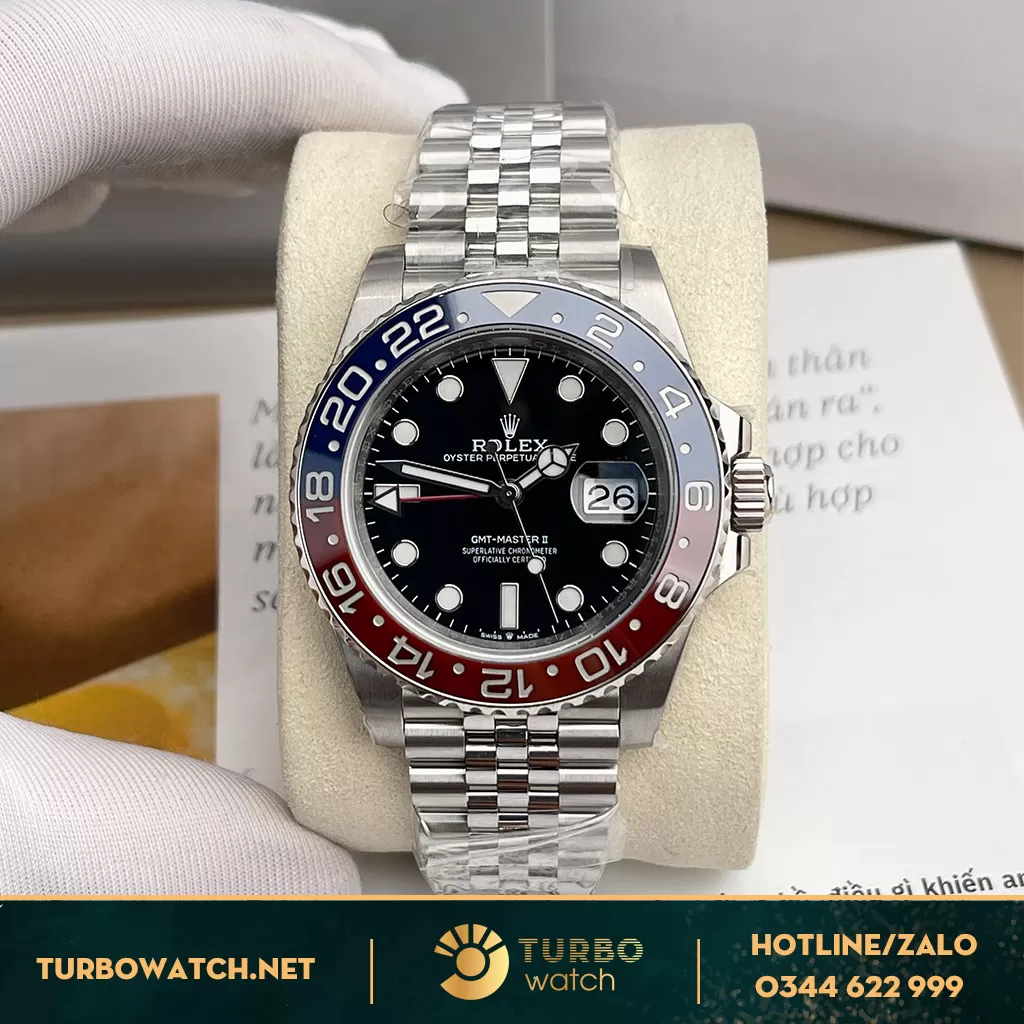 Đồng Hồ Rolex GMT-Master II Siêu Cấp 1:1 126710BLRO Dây 5 