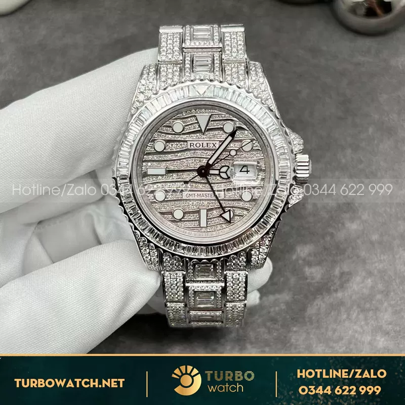Đồng hồ rolex GMT msster II vàng đúc kim cương thiên nhiên