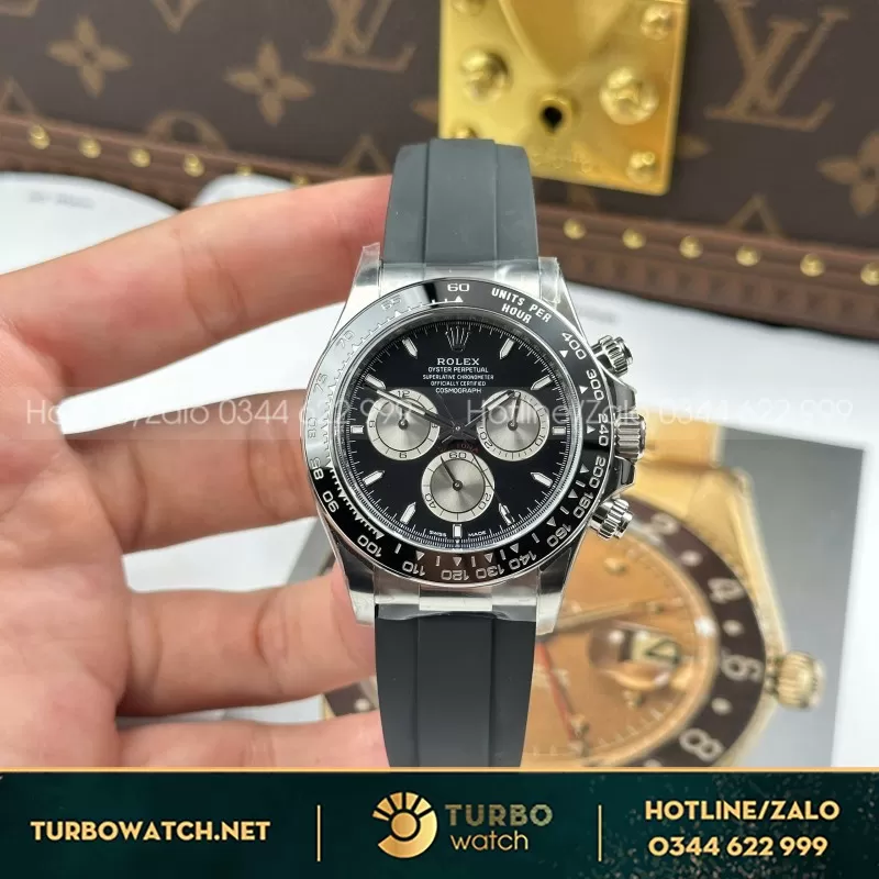 Đồng Hồ Rolex Nam Replica 11 Daytona 126519LN Mặt Đen Cọc Số Đính Đá Xưởng VS 40mm