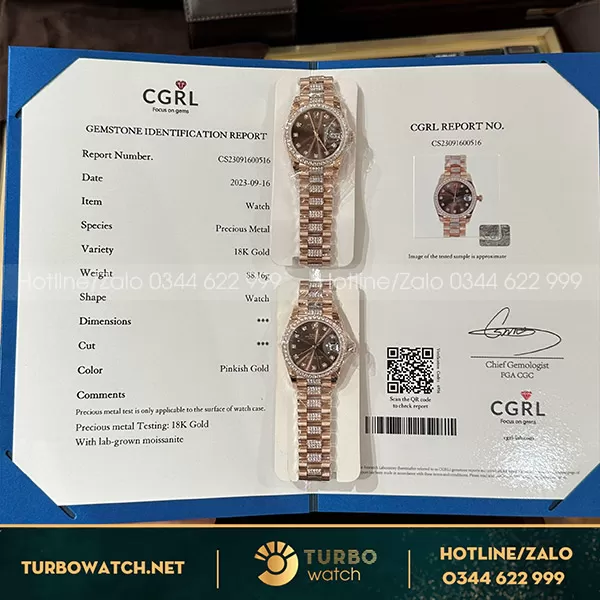Đồng hồ rolex nữ 31mm bọc vàng độ kim cương moissanite