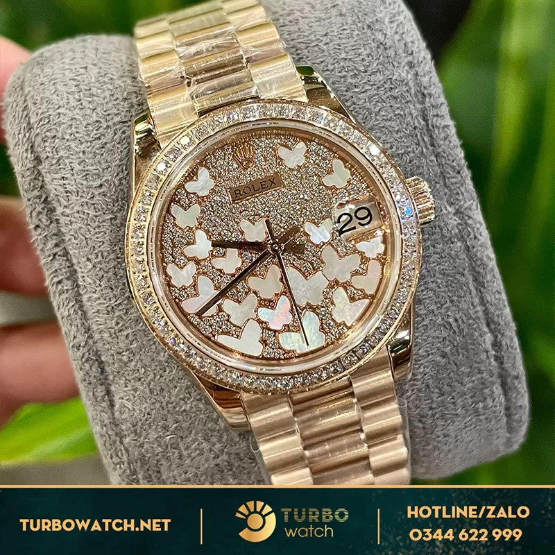Đồng hồ rolex nữ datejust 116231 rose gold mặt bufterfly
