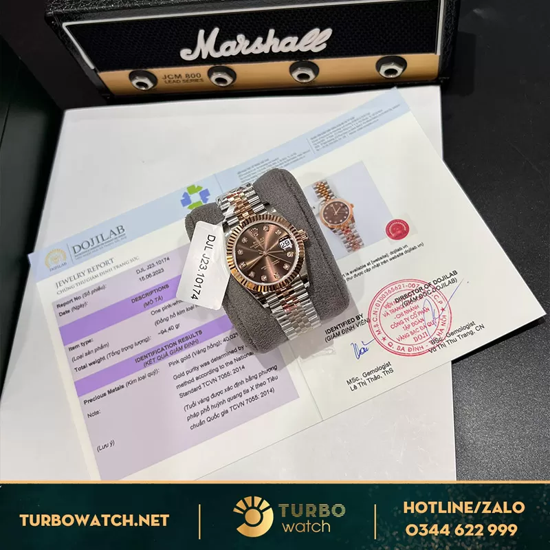 Đồng hồ rolex nữ datejust bọc vàng mặt chocolate