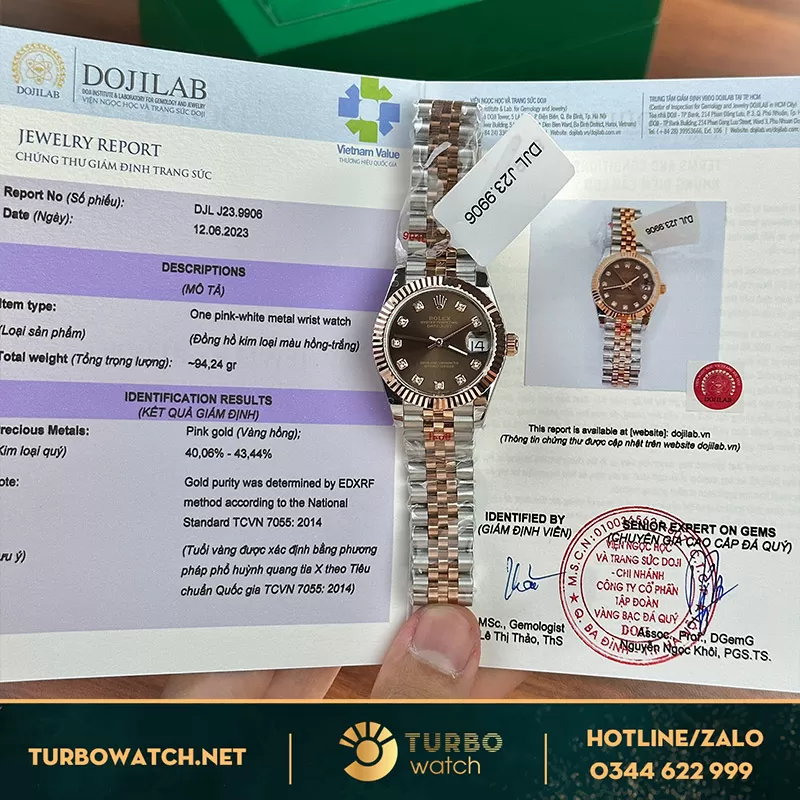 Đồng hồ rolex nữ fake datejust 31mm bọc vàng full kiểm định