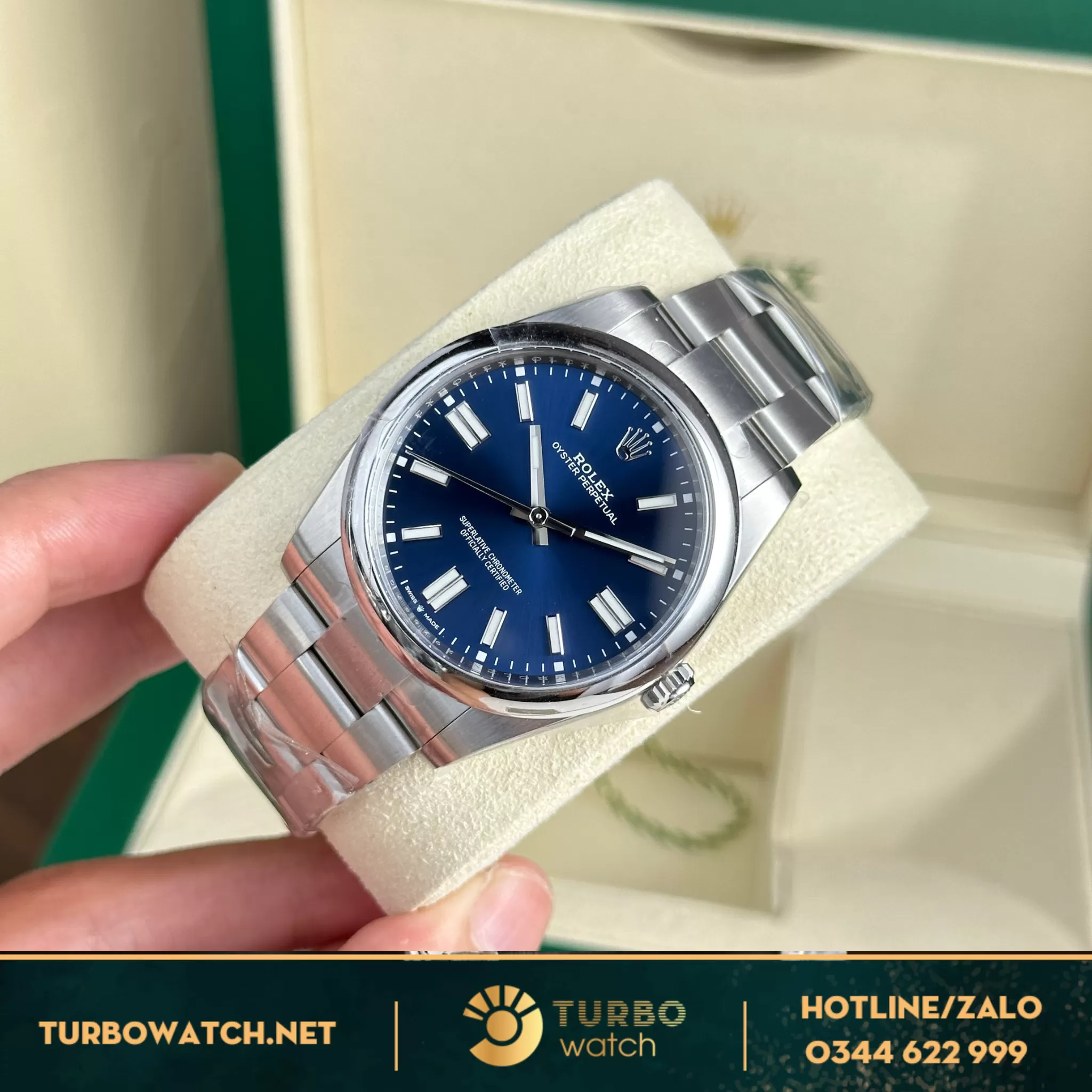 Đồng hồ Rolex Oyster Perpetual 124300 mặt xanh dương replica