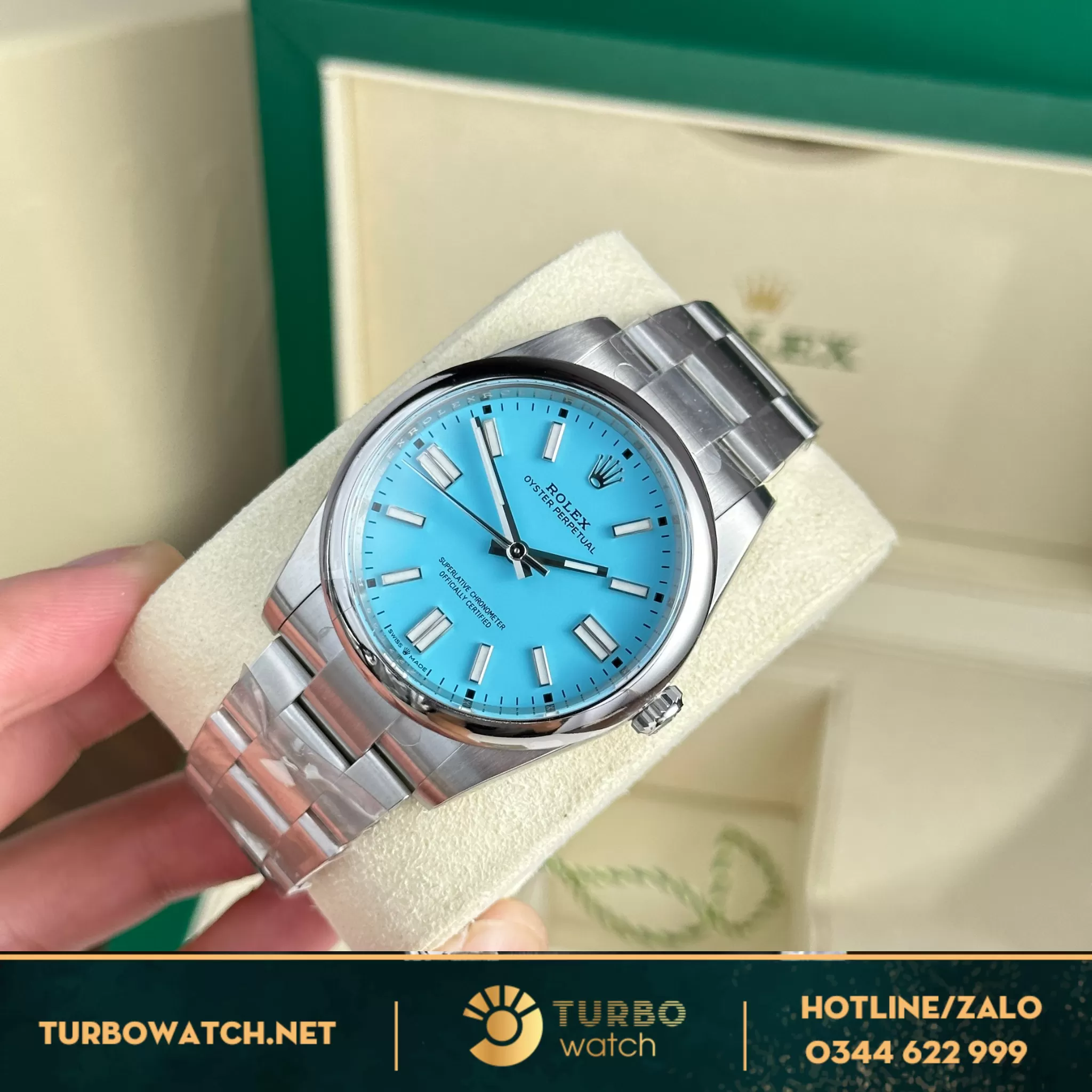 Đồng hồ Rolex Oyster Perpetual 124300 mặt xanh tiffany rep 1:1