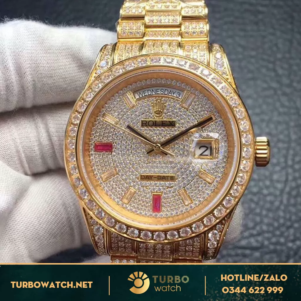 đồng hồ Rolex replcia 1-1 Day-Date 40 Mặt số Ruby