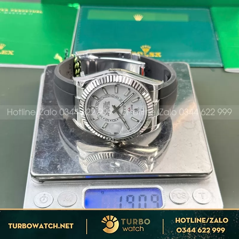 Đồng hồ rolex sky dweller 336238 rep 11 mặt trắng dây cao su cao cấp 42mm