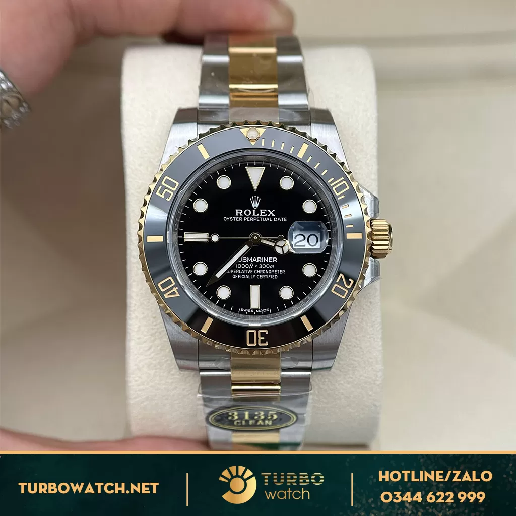 Đồng Hồ Rolex Submariner 126613LN Mặt Số Đen Demi Replica