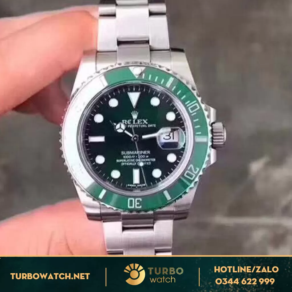 đồng hồ Rolex super fake 1-1 Submariner Date Steel HULK 